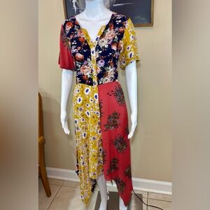 ODDY Multicolor Patchwork Floral Dress